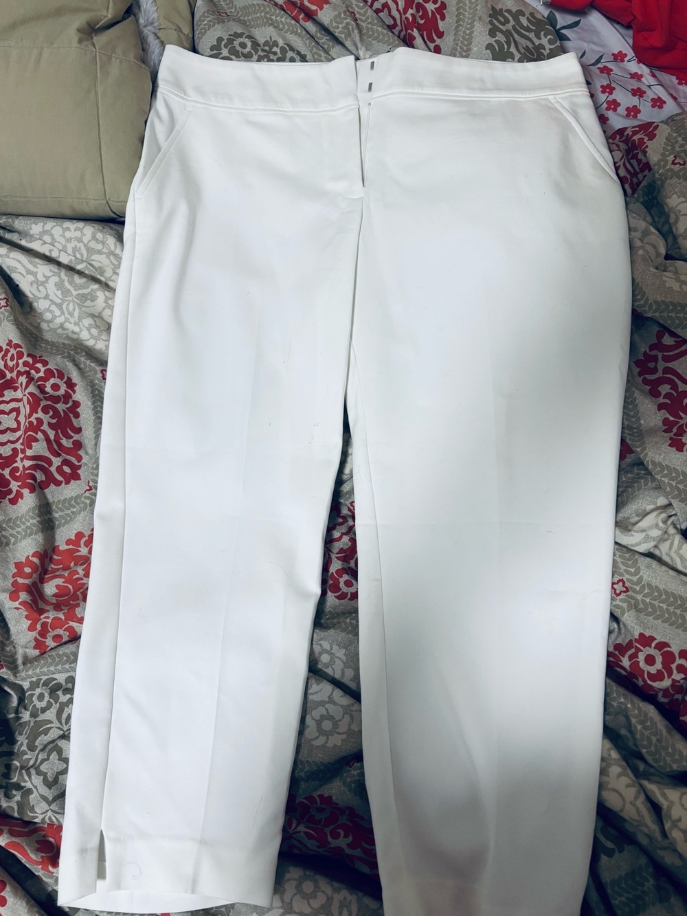 Apt. 9 White Straight-Leg Pull-On Pants, sz 12.